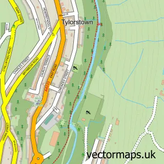 Street map sample of Tylorstown, Mid Glamorgan
