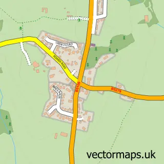 Street map sample of Ty'n y Groes, Clwyd