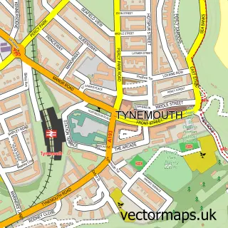 Street map sample of Tynemouth, Tyne & Wear