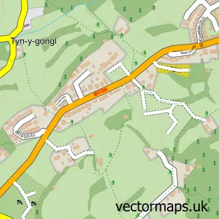 Street map sample of Tynygongl, Gwynedd
