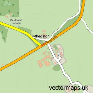 Street map sample of Tythegston, Mid Glamorgan