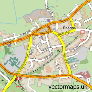 Street map sample of Tywyn, Gwynedd