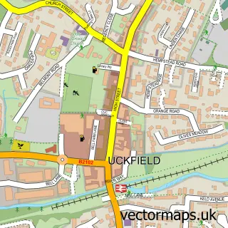 Street map sample of Uckfield, East Sussex