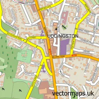 Street map sample of Uddingston, Lanarkshire