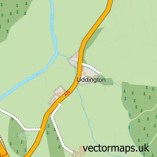 Street map sample of Uddington, Lanarkshire