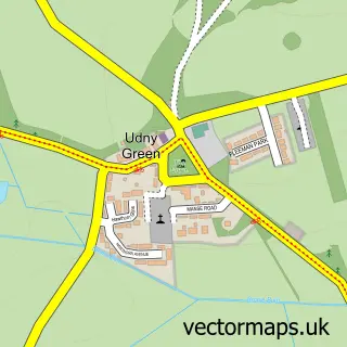 Street map sample of Udny Green, Aberdeenshire