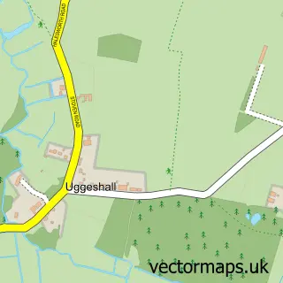 Street map sample of Uggeshall, Suffolk