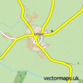 Street map sample of Uldale, Cumbria