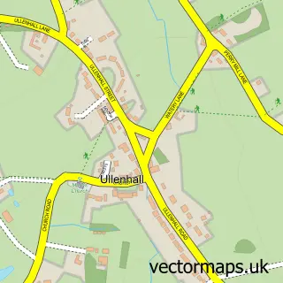 Street map sample of Ullenhall, Warwickshire
