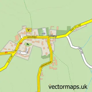 Street map sample of Ulley, South Yorkshire