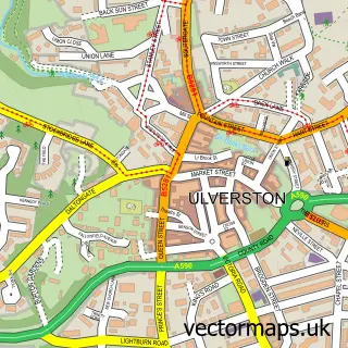 Street map sample of Ulverston, Cumbria