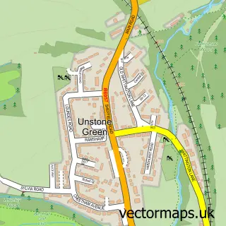 Street map sample of Unstone Green, Derbyshire