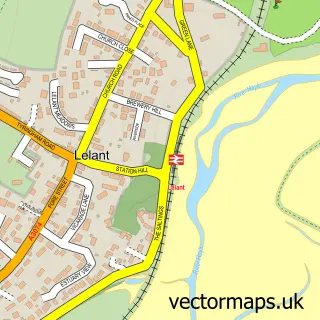 Street map sample of Uny Lelant, Cornwall