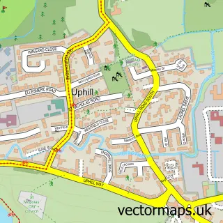 Street map sample of Uphill, Somerset