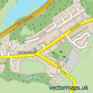 Street map sample of Uplawmoor, Renfrewshire