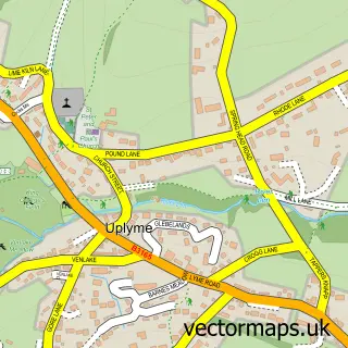 Street map sample of Uplyme, Devon