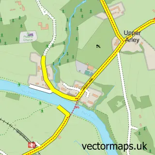 Street map sample of Upper Arley, Worcestershire