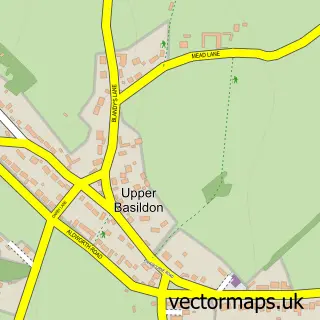 Street map sample of Upper Basildon, Berkshire