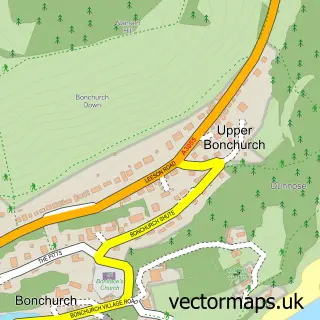 Street map sample of Upper Bonchurch, Isle of Wight