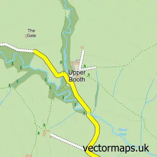 Street map sample of Upper Booth, Derbyshire