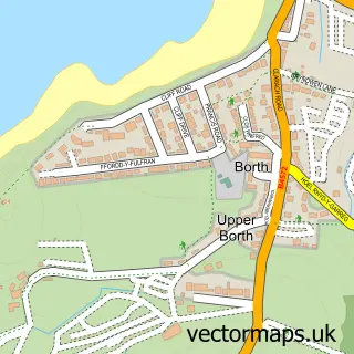 Street map sample of Upper Borth, Dyfed