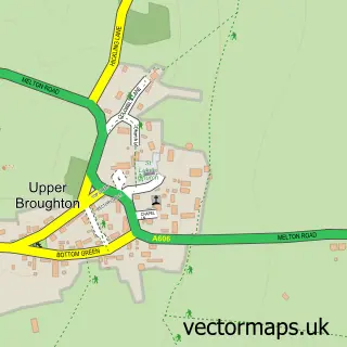 Street map sample of Upper Broughton, Nottinghamshire