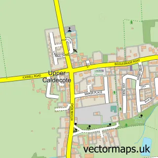 Street map sample of Upper Caldecote, Bedfordshire