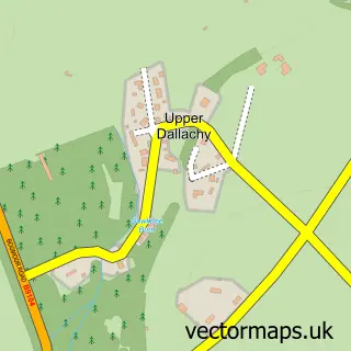Street map sample of Upper Dallachy, Moray