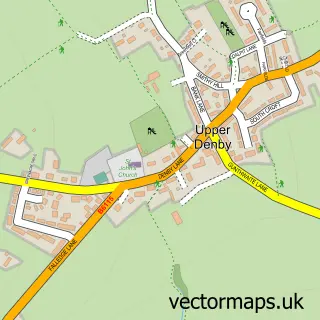 Street map sample of Upper Denby, West Yorkshire