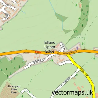 Street map sample of Upper Edge, West Yorkshire