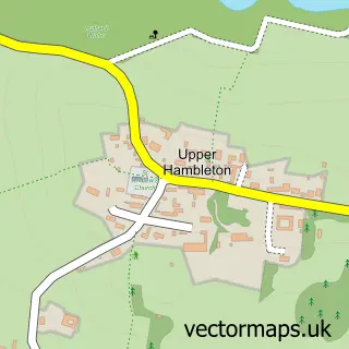 Street map sample of Upper Hambleton, Rutland