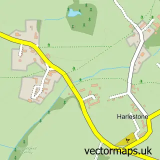 Street map sample of Upper Harlestone, Northamptonshire