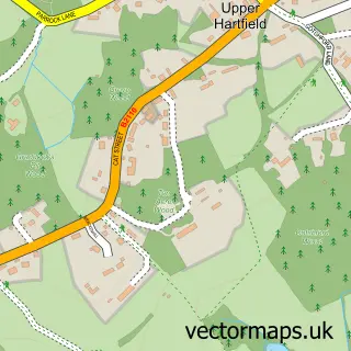 Street map sample of Upper Hartfield, East Sussex