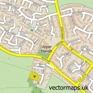 Street map sample of Upper Haugh, South Yorkshire