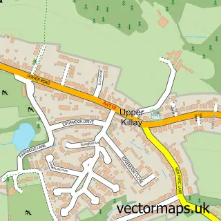 Street map sample of Upper Killay, West Glamorgan