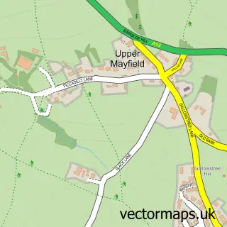 Street map sample of Upper Mayfield, Staffordshire