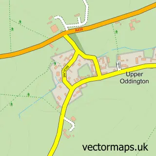 Street map sample of Upper Oddington, Gloucestershire