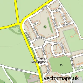 Street map sample of Upper Rissington, Gloucestershire