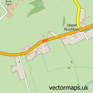 Street map sample of Upper Rochford, Worcestershire