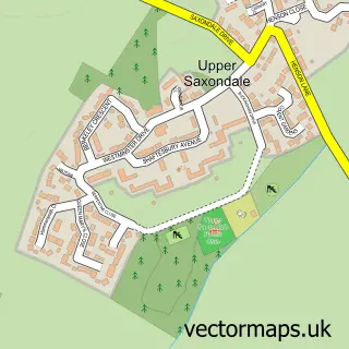Street map sample of Upper Saxondale, Nottinghamshire