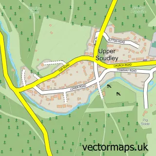 Street map sample of Upper Soudley, Gloucestershire