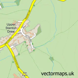 Street map sample of Upper Stanton Drew, Somerset