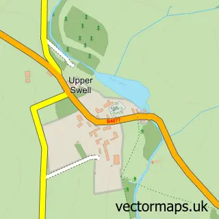 Street map sample of Upper Swell, Gloucestershire