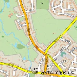 Street map sample of Upper Tean, Staffordshire