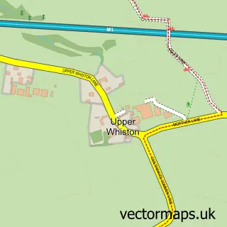 Street map sample of Upper Whiston, South Yorkshire