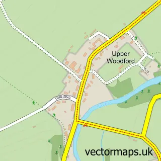 Street map sample of Upper Woodford, Wiltshire