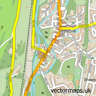 Street map sample of Uppermill, Greater Manchester