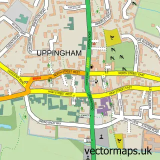 Street map sample of Uppingham, Rutland