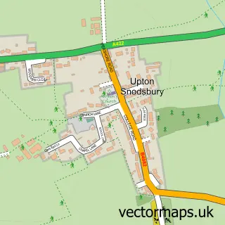 Street map sample of Upton Snodsbury, Worcestershire