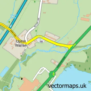 Street map sample of Upton Warren, Worcestershire